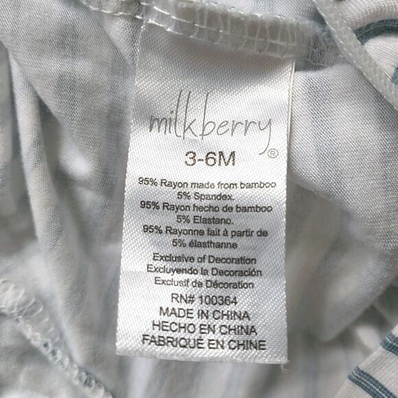 Milkberry One-piece Bodysuit Baby Boy 0-6M Dinosours Striped Bamboo Set Of 2 - Picture 14 of 16